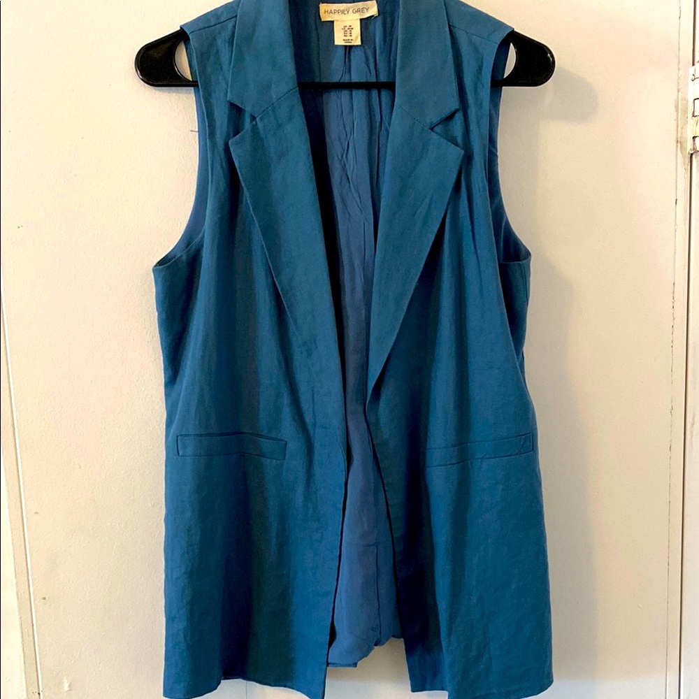 Blue Sleeveless Jacket by Happily Grey size medium